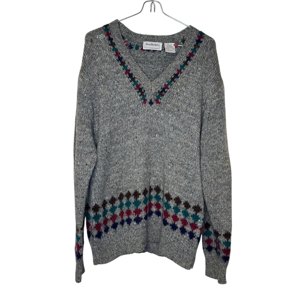 Brian MacNeil Sportswear Men's Sweater Vintage V-Neck Wool Blend Pullover Medium